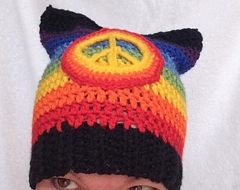Rainbow Pussyhat for Baby to Adult/LGBTQ Pride Hat/Gay Pride Hat/Women Rights Hat//Pussyhat project/Rainbow Pussy Hat/LGBT Hat/Gay Pride Hat