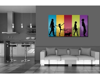 Anime Manga Cowboy Bebop Inspired Silhouette Design Wall Art Gift - High Quality Print on Poly-Matte Canvas 14inch x 8inch x 18mm