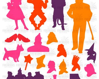 Wizard of Oz svg - Wizard of oz Silhouette – Inspired - Wizard of oz party - birthday – svg eps dxf png jpg vector file - wizard characters