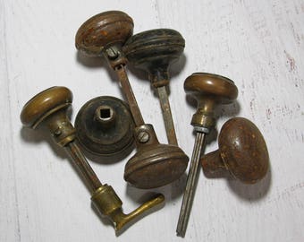 Vintage Door Knobs- Brass Metal Hardware Door Hardware- Architectural Salvage Doorknob- Upcycle Recycle