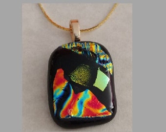 Gold Pendant Fused Glass- Dichroic