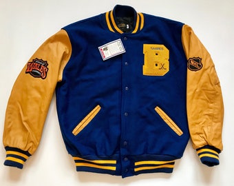 DEADSTOCK 1980s Buffalo Sabres Leather & Wool Varsity Bomber Jacket Size Large