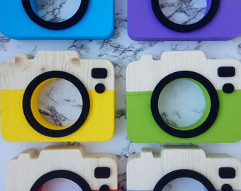 Handmade wooden toy camera