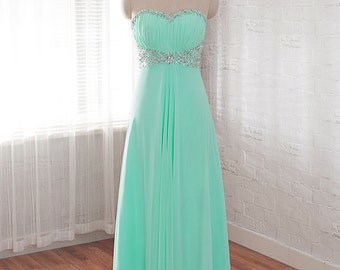 Simple Green Chiffon Prom Dress Birthday Party Dress cc1776 main image 1