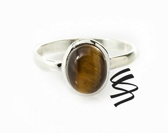 Tiger's Eye Ring Tiger's Eye Sterling Silver Ring Tiger's Eye Jewelry Sterling Silver Tiger's Eye Jewelry Natural Stone Ring Tiger's Eye Gem