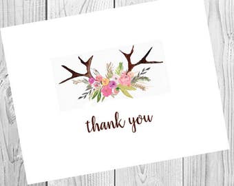 Boho thank you cards | Etsy