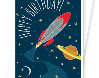 Rocket birthday card | Etsy