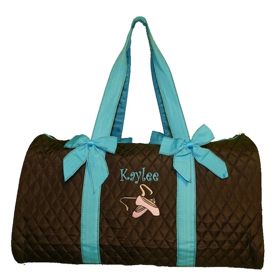 Personalized Brown Dance Duffel Bag With Embroidered Ballet