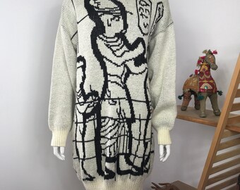Vtg 80s egyptian sweater avant garde dress