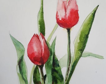 Tulips : Original Watercolor Painting