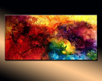 Abstract Painting, Original Abstract painting, Contemporary Modern Fine Art, Colorful Canvas Art, by Henry Parsinia Large 48x24