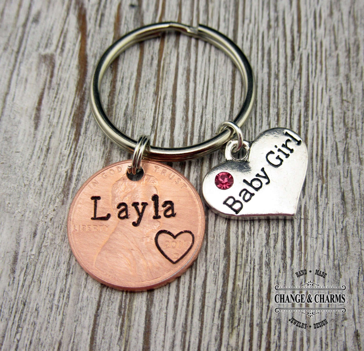 Baby Girl Penny Keychain Baby Girl Keychain Baby Shower