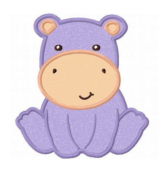 Hippo baby applique machine embroidery design no0157 Hippo baby applique machine embroidery design no0157