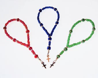3pcs Rosary for Doll, Dollhouse Miniatures, Mini Catholic Rosary, Shadow Box Miniatures, Rosary Favor Gift, Prayer Beads, Five Decade Rosary