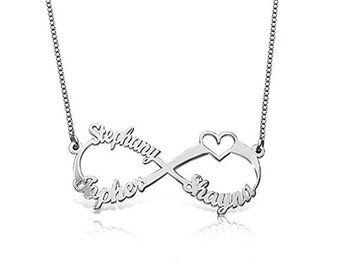 Personalized 925 Sterling Infinity Necklace Custom Made with Any Names