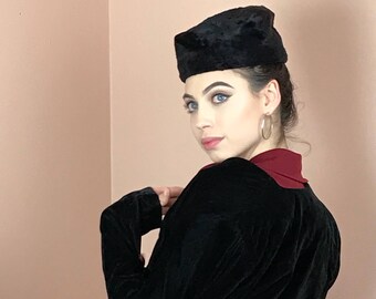 Black fur fancy hat
