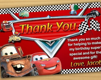 Cars thank you card | Etsy