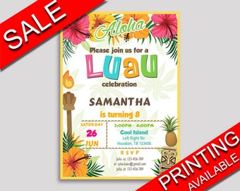 Hawaii Birthday Invitation Luau Birthday Party Invitation Hawaii Birthday Party Luau Invitation Boy Girl cute hawaiian luau 1ZO9J