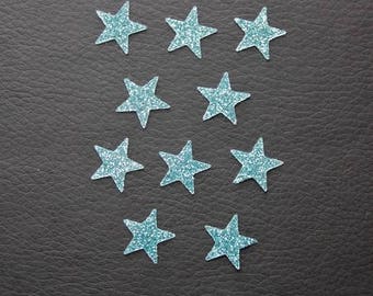 10 little stars clothing blue glittery 15x15mm