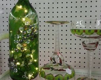 Hand-Painted Wine Bottle Lamp