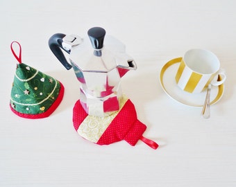 Christmas Coffee mocha set PDF sewing pattern - Christmas sewing pattern - Christmas ornaments pattern - Christmas tree potholder pattern
