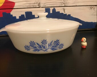 Anchor Hocking Fire King Cornflower Dish with Lid