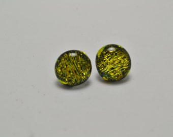 Shiny Gold Dichroic Post Earrings.