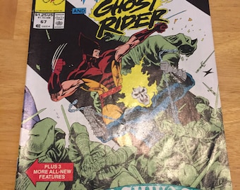 Vintage Marvel Comics Presents Wolverine #67 ft Ghost Rider (1988) Rare Vintage Comic Book