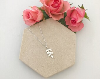Silver leaf necklace, Silver leaf wedding necklace, silver leaf bridal necklace