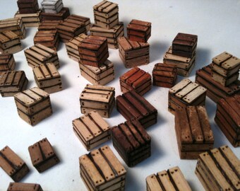 Miniature Wood Crates Variety of 6 Different Solid Wood Block Crates