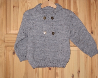 Boys knitted jacket / cardigan. Childs knitted jacket. Handknitted Boys sweater/jacket/cardigan. Baby Knit