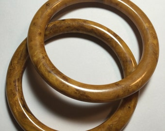 PAIR Chunky Vintage Bakelite Ripe Banana Bangles