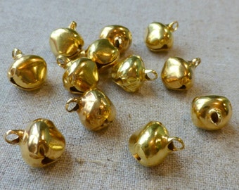 50 pcs - 12 mm gold jingle bells Charm Christmas Pendant,free shipping within UK