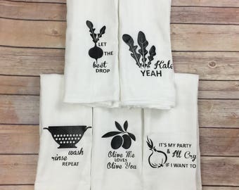 Funny Kitchen Decor - Funny Kitchen Towels - Flour Sack Towels - Mothers Day Gift- Christmas Gift - House Warming Gift - Wedding Gift