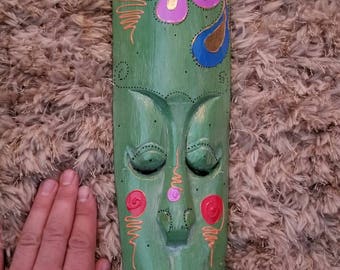 Hand-Carved Wood Mask from Bali, Indonesia! Wall Art decor! Wood Carving 20" (F2)