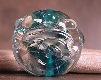 Lampwork Art Glass Focal Bead, Oceany Blues, Lampwork Focal Bead, Divine Spark Designs, SRA