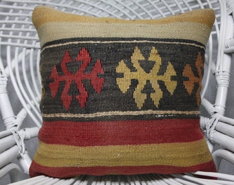 Kilim Pillow Cushion Cover 16x16 Anatolian Kilim Pillow Vintage Kilim Pillow Decorative Pillow Cushion Cover 1310
