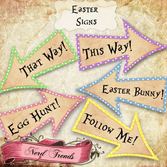 Download Easter Egg Hunt Arrow Signs Happy Easter Party Signs Easter