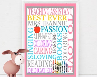Personalized Teaching Assistant Gift Subway Wall Art DIY Print Customized with Teacher's Name & You Print at home or Have Printed
