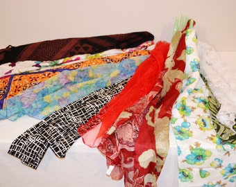 1950's to 1980's Lot of Vintage Scarves.....Set of Ten