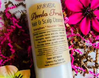 AYURVEDIC- Amla Fruit Herbal Hair & Scalp Cleanser w/ Reetha Fruit, Shikakai, Neem, Vitamin B5, Nettle *pH Balanced 8oz Natural Shampoo