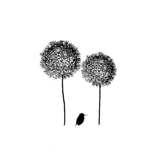 Black and white bird silhouette flower print minimalist nature Black and white bird silhouette flower print minimalist nature