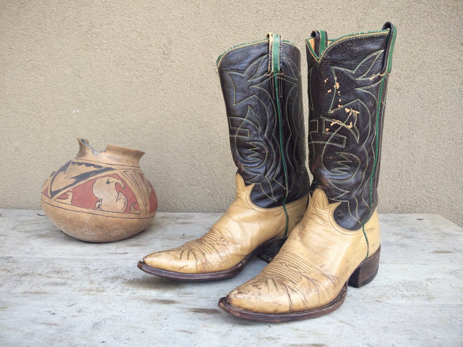 vintage-tony-lama-cowboy-boots-womens-size-8-5-to-9-brown-leather