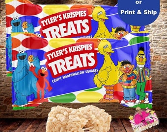 Custom treats wrapper, Sesame Street Rice Krispies Wrapper, Baby shower, birthday party, Sesame Street favor-DIGITAL FILE ONLY