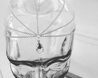 Boho bridal wedding chain headpiece