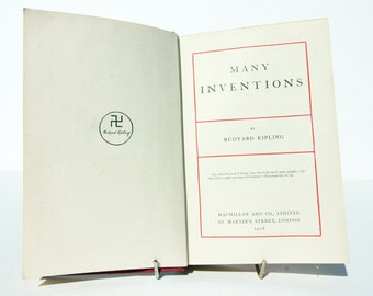 Rudyard Kipling Many Inventions 1918 Vintage Book Hardback Childrens Book Red Old book gift