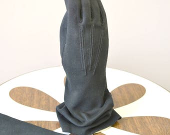 1950s Crescendoe Black Cotton Long Gloves