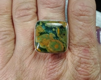 Rain Forest Jasper Statement Ring - Size 8