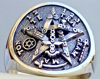 Heavy Solid Sterling Silver 925 3D Pentagram of Eliphas Levi Magick Handmade Ring