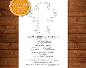 Baptism Invitation, Digital Baptism Invitation, Baptism Invitation Boy, Baptism Invitation Girl, Digital Download JPEG/PDF File, You Print